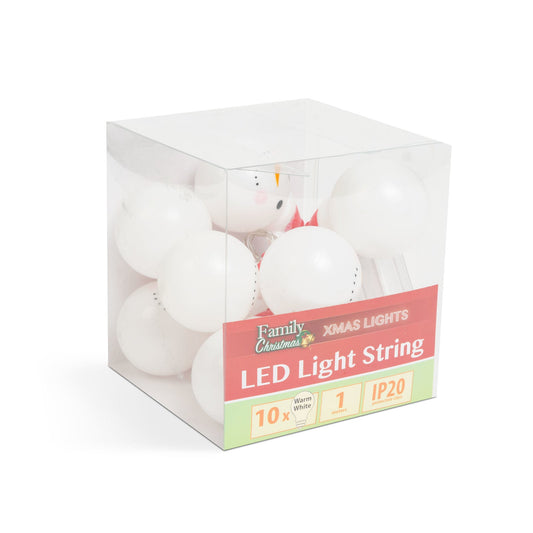 Božične LED luči - snežak - 10 LED diod - 1,1 metra - topla bela - 3 x AA - Osvetlitev
