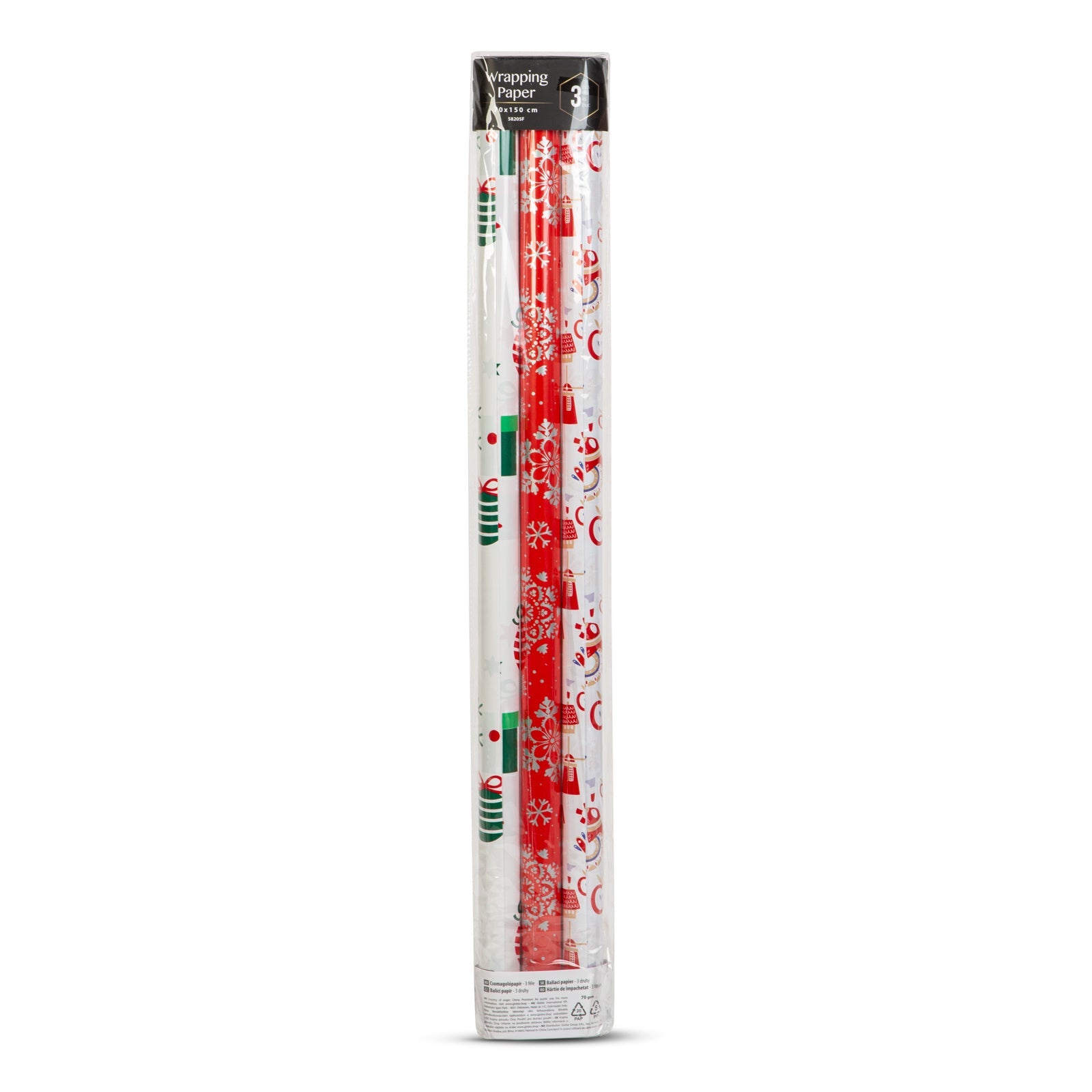Božični darilni papir v roli- 3 vrste/komp.- 3 vrste - 70 gsm - 70 x 150 cm - motivi - Darilni papir in vrečke