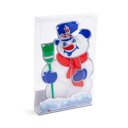 Božični LED PVC okenski dekor - Snežak - 26 x 17 cm - Osvetlitev