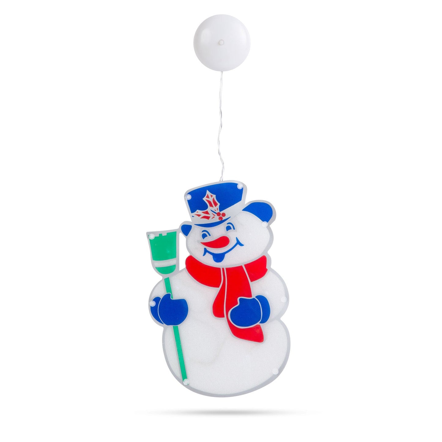 Božični LED PVC okenski dekor - Snežak - 26 x 17 cm - Osvetlitev