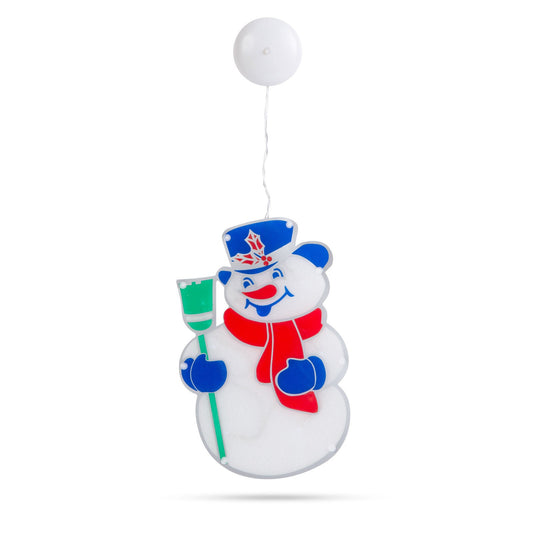 Božični LED PVC okenski dekor - Snežak - 26 x 17 cm - Osvetlitev