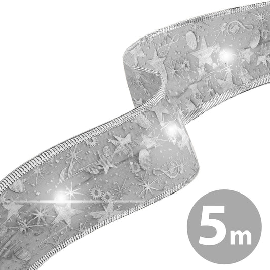 Božični LED trak - srebrn - 5 mx 5 cm - 50 LED - USB - Osvetlitev