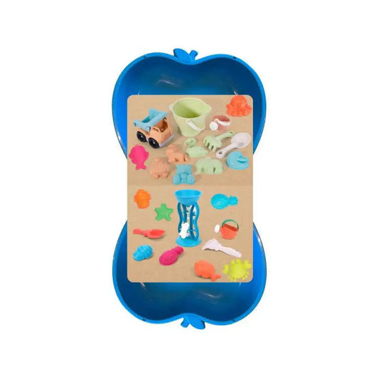 Dohany 461 peskovnik v obliki jabolka 2x modra + 24-delni komplet bioplastičnih igral - MiniPark
