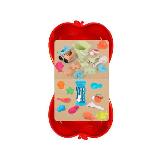 Dohany 461 peskovnik v obliki jabolka 2x Rdeča + 24-delni komplet bioplastičnih igral - MiniPark