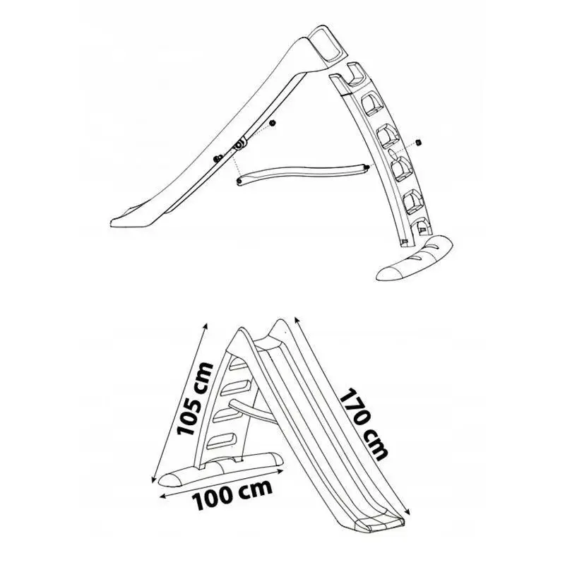 Dohany 463 velik tobogan za otroke (170 cm) rdeč/zelena lestev z vodnim priklopom - Tobogani;