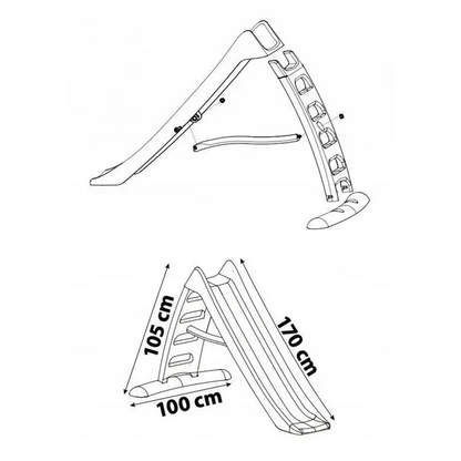 Dohany 463 velik tobogan za otroke (170 cm) rdeč/zelena lestev z vodnim priklopom - Tobogani;