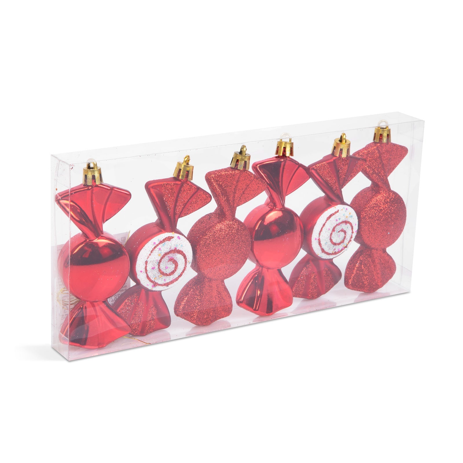 Komplet okraskov za božično drevo - rdeči bonbon - 10 x 3,6 cm - 6 kosov - Seti okraskov