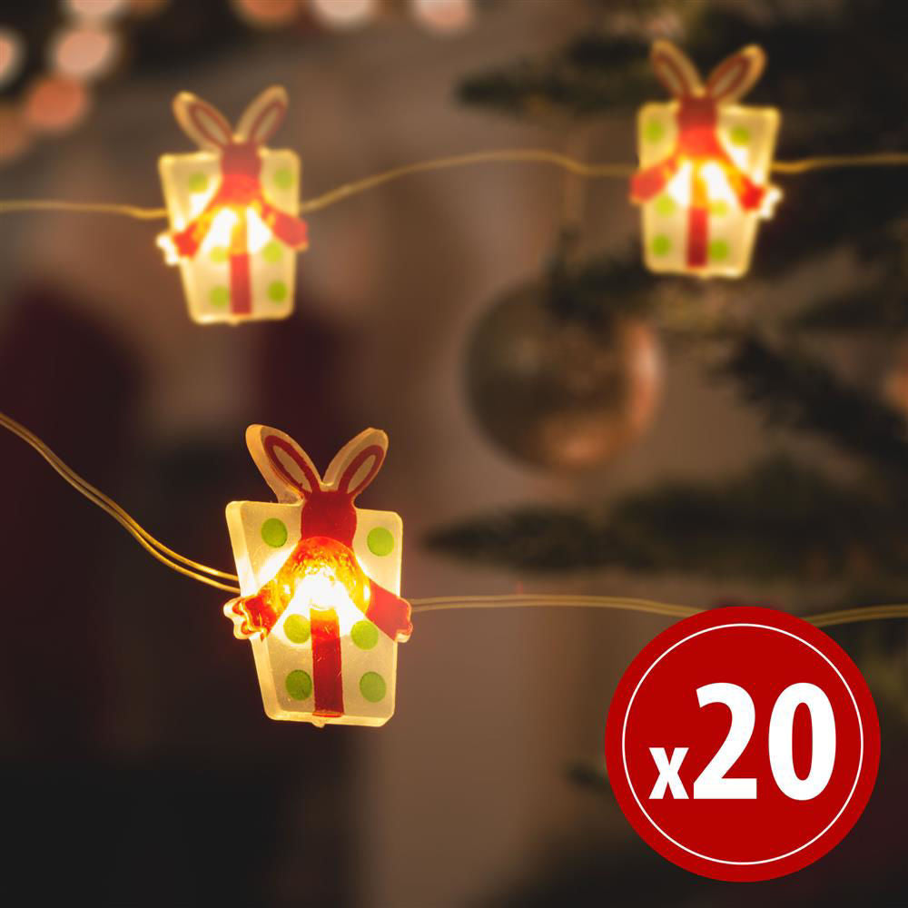 LED Božične lučke - Darila - 2,2 metra - 20 LED - toplo bela - 2 x AA - Osvetlitev