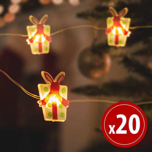LED Božične lučke - Darila - 2,2 metra - 20 LED - toplo bela - 2 x AA - Osvetlitev