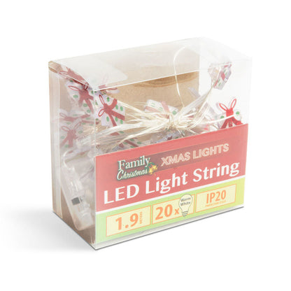 LED Božične lučke - Darila - 2,2 metra - 20 LED - toplo bela - 2 x AA - Osvetlitev