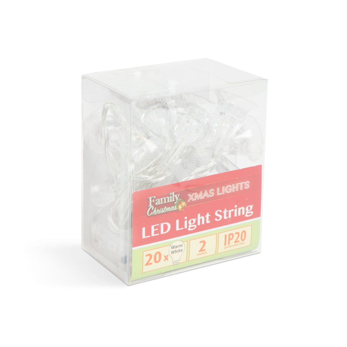 LED božične lučke - zvonec - 20 LED diod - 2,3 metra - topla bela - 3 x AA - Osvetlitev