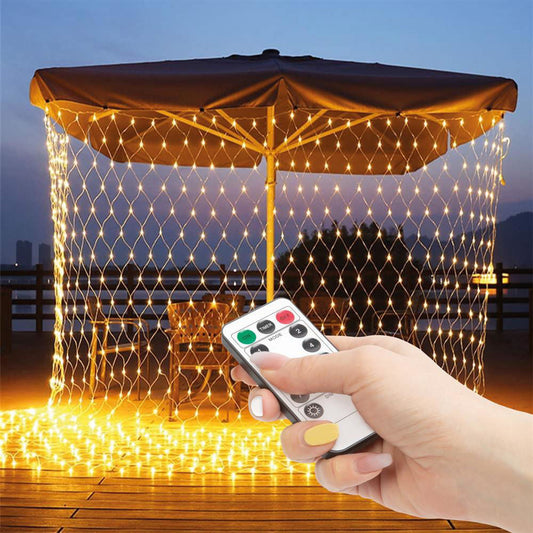 LED svetlobna mreža - 190 toplo belih LED diod - 3 x 2 m z daljinskim upravljalnikom - Osvetlitev