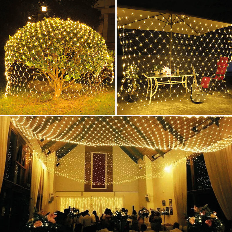 LED svetlobna mreža - 190 toplo belih LED diod - 3 x 2 m z daljinskim upravljalnikom - Osvetlitev