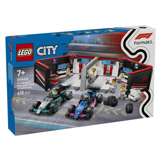 Lego City 60444 Avtomehanična delavnica F1 ter dirkalnika Mercedes-AMG in Alpine