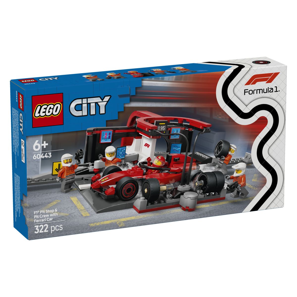 Lego City 60443 Servisni boks in mehaniki z avtomobilom Ferrari F1