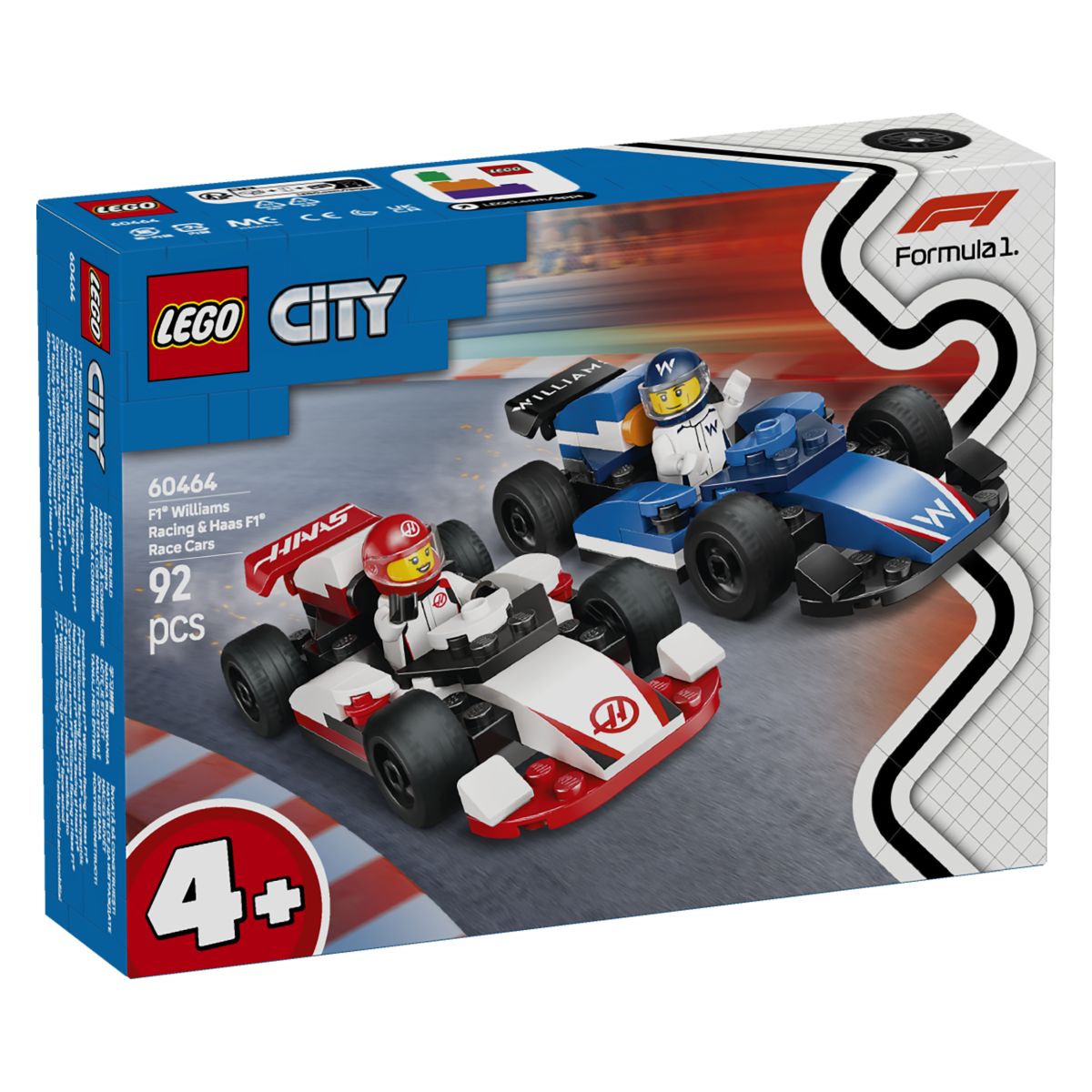 Lego City 60464 Dirkalnika Williams Racing F1 in Haas F1