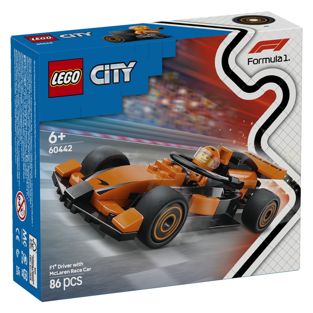 Lego City 60442 Voznik F1 z dirkalnikom McLaren
