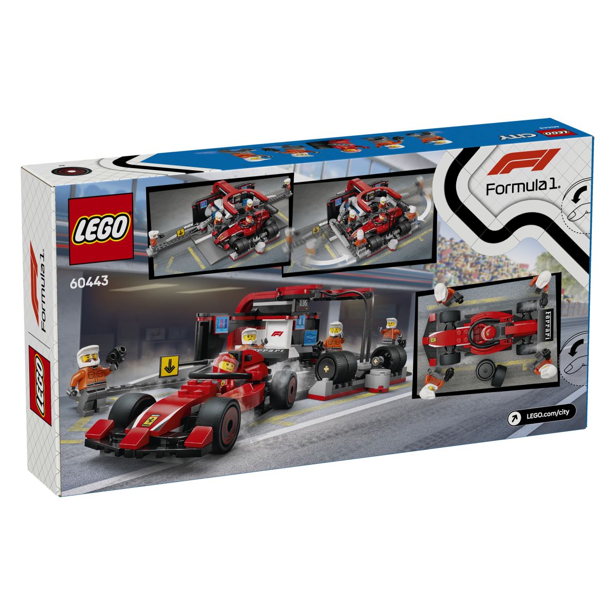 Lego City 60443 Servisni boks in mehaniki z avtomobilom Ferrari F1