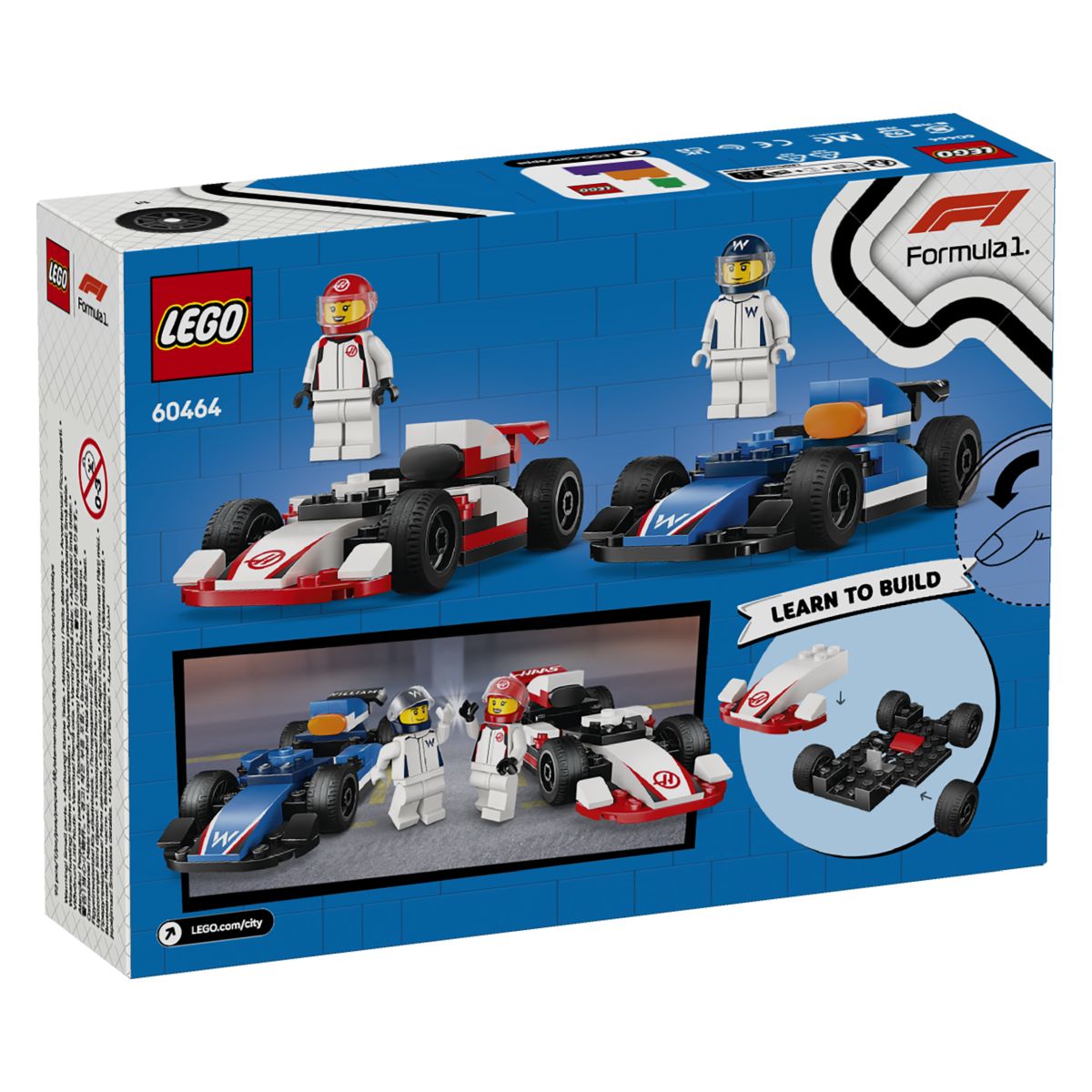 Lego City 60464 Dirkalnika Williams Racing F1 in Haas F1