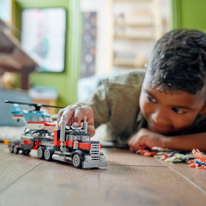 Lego Creator 31146 Ploščadni tovornjak s helikopterjem 3v1