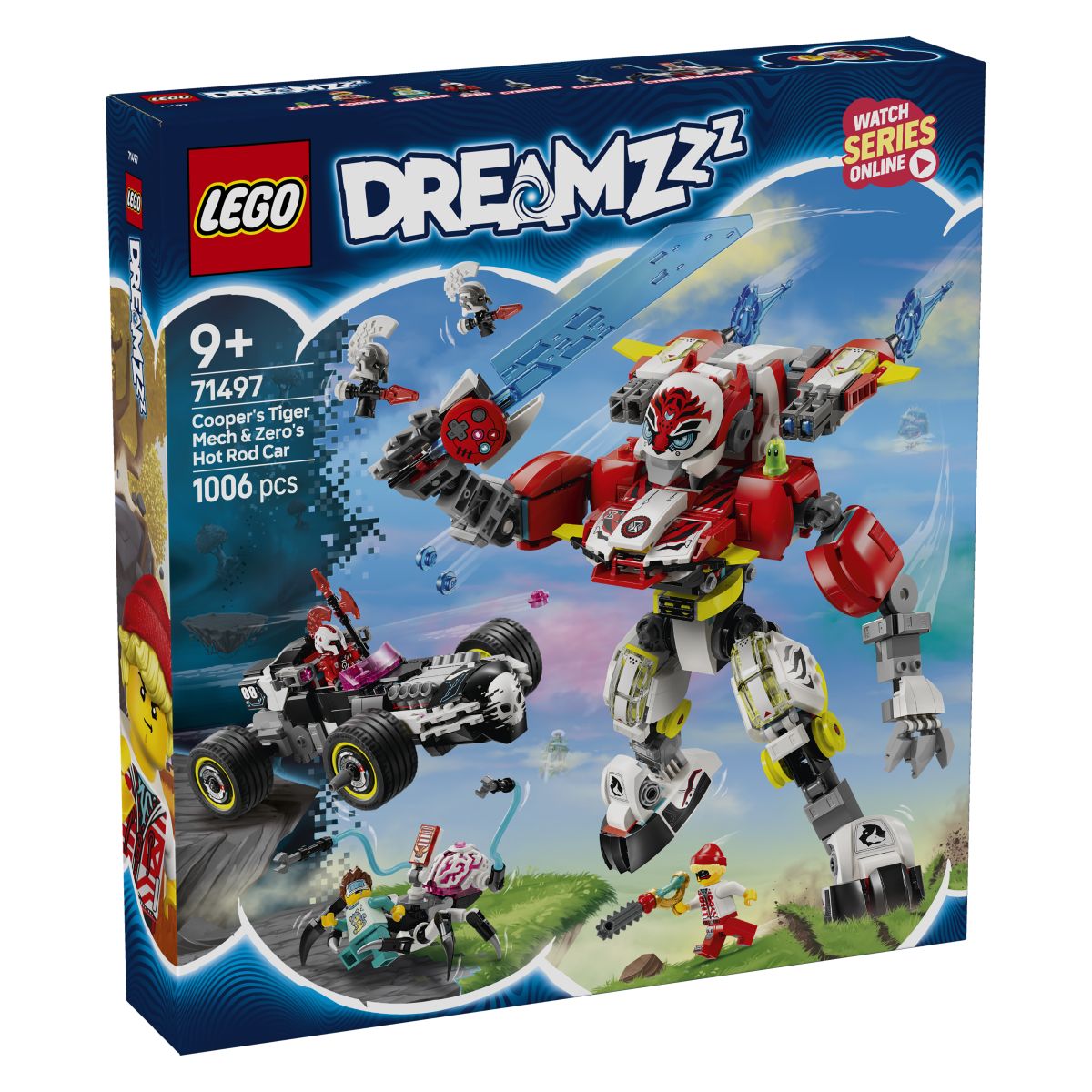 LEGO Dreamzzz 71497 Cooperjev robotski oklep tigra in Zerojev dirkalnik Hot Rod
