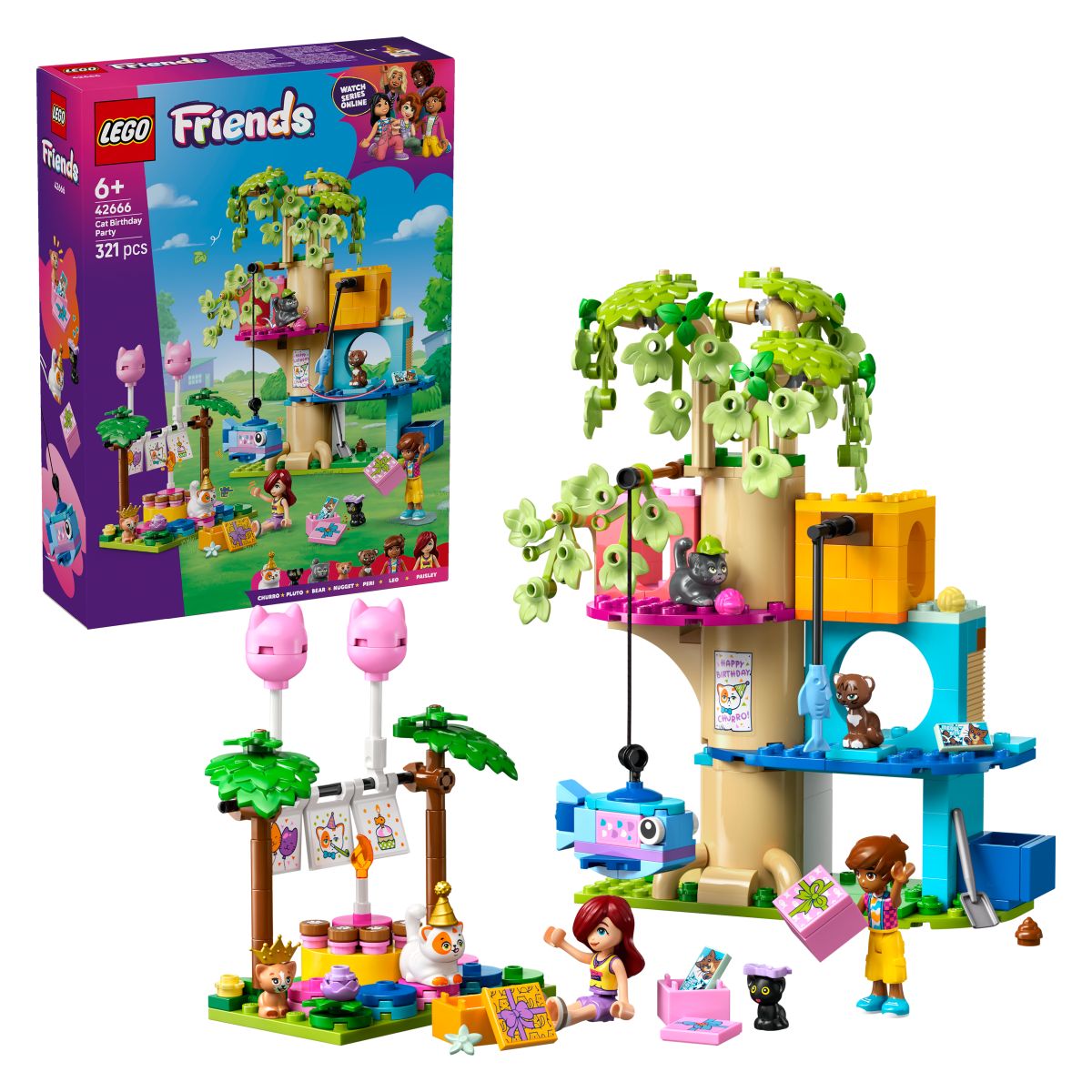 Lego Friends 42666 Mačja rojstnodnevna zabava in hiša na drevesu