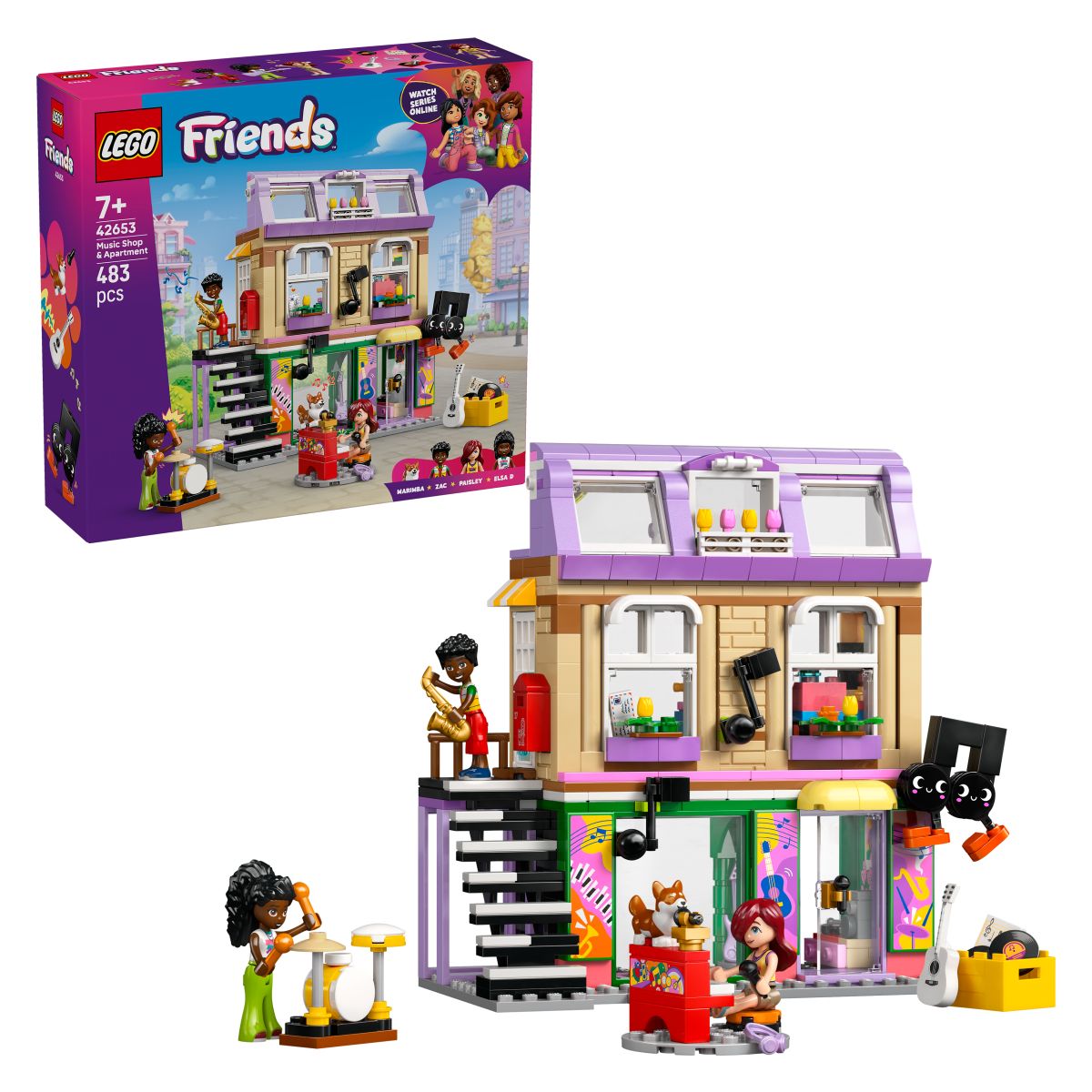 Lego Friends 42653 Glasbena trgovina in stanovanje