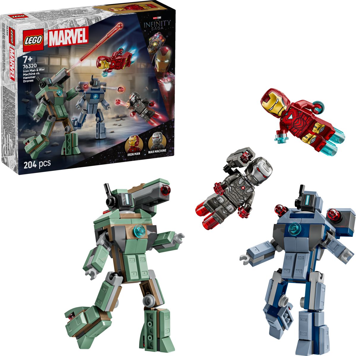 Lego Super Heroes 76320 Iron Man in War Machine proti dronom Hammer