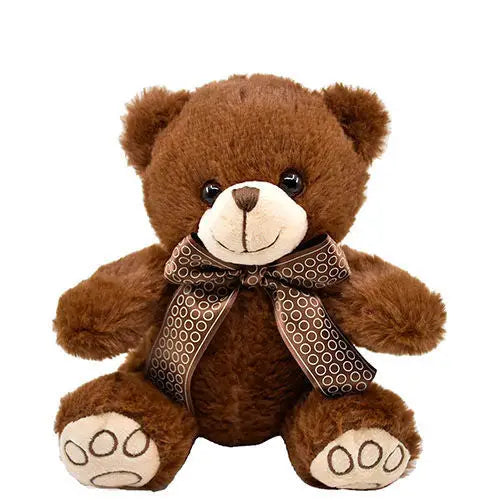 Mehak plišasti medvedek z veliko pentljo, rjav (20 cm) - MiniPark