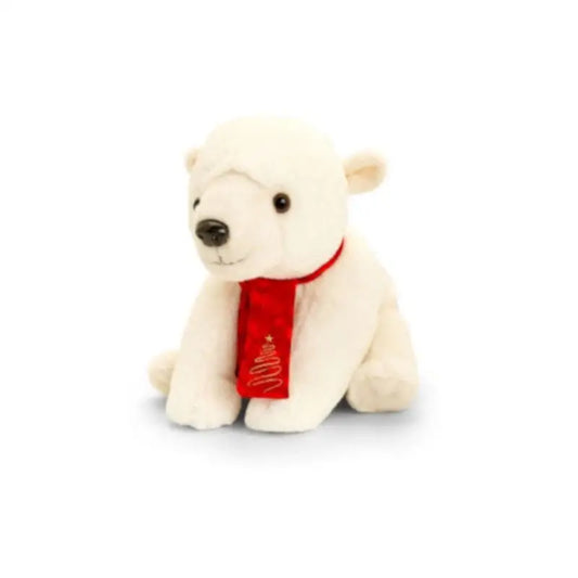 Mehka plišasta božična figura polarni medvedek s šalom 20 cm - MiniPark