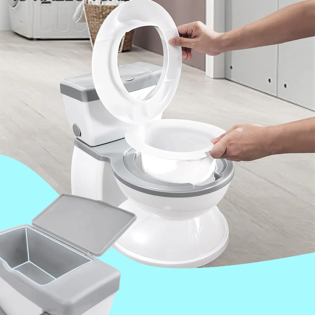 Mini WC za otroke – popolna pomoč pri treningu -kahlica z realističnim splakovalnikom in predalom - Acasa > Camera de