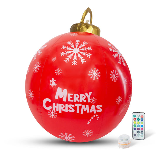 Napihljiva RGB LED okrasna krogla za božič - 60 cm - rdeča - zunanja - Osvetlitev
