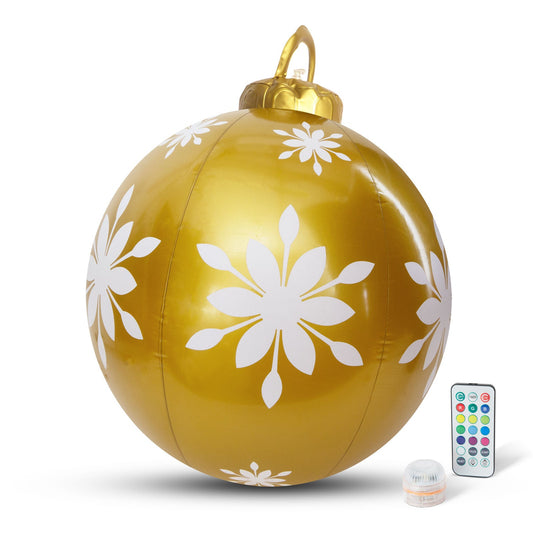 Napihljiva RGB LED okrasna krogla za božič - 60 cm - zlata - zunanja - Osvetlitev