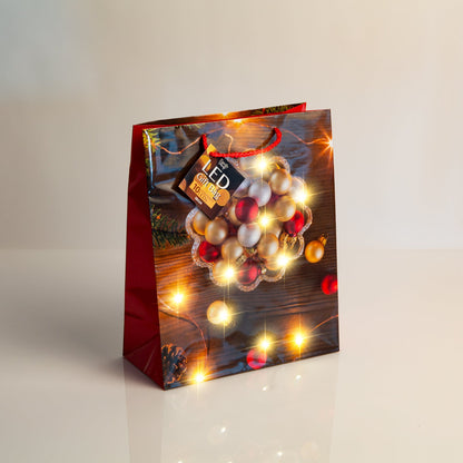 Novo letna darilna vrečka L s LED lučkami 178 x 102 x 228 mm - 2 vrstI / komp. HAPPY NEW YEAR - Darilni papir in vrečke