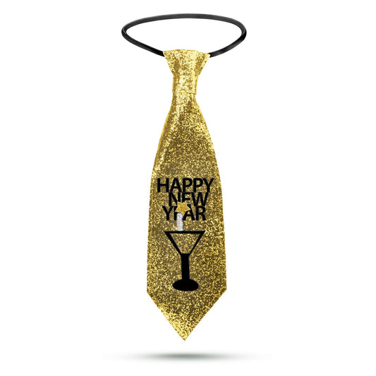 Novoletna kravata - zlate bleščice - 41 x 11 cm - Happy new year - Okraski