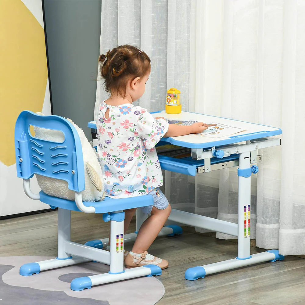 Otroška ergonomska miza s stolom – nastavljiva višina in LED lučka - n/a