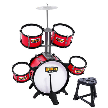 Game drum set with chair, burgundy-2