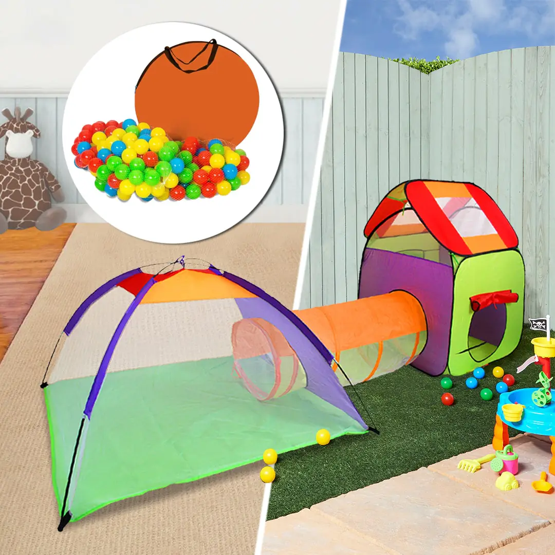 Otroški igralni šotor s tunelom hiško in 200 žogicami - All > For Kids