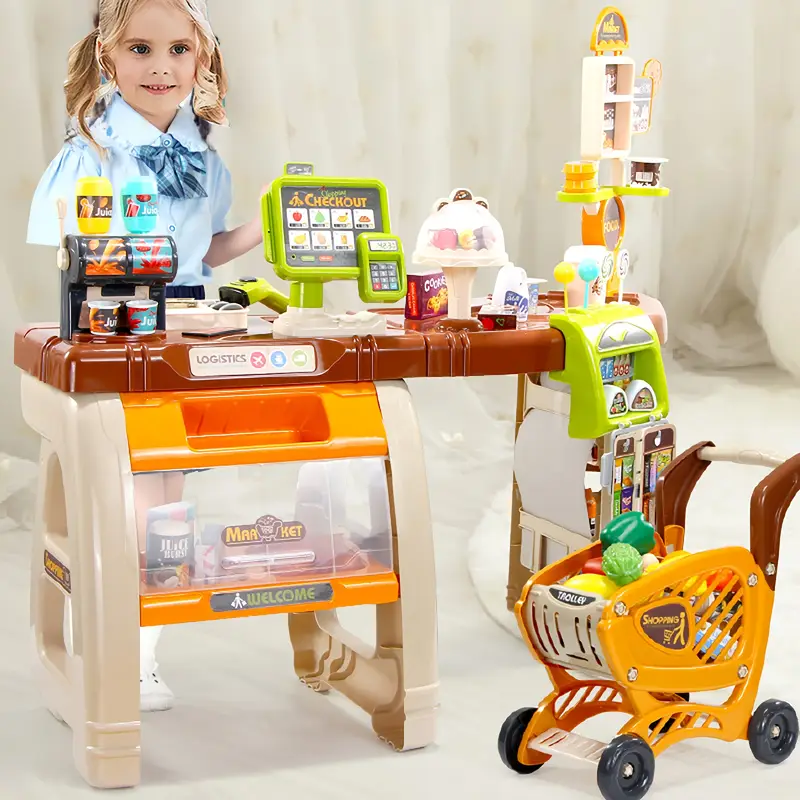 Otroški supermarket komplet trgovina z blagajno vozičkom in 65 dodatki - All > For Kids