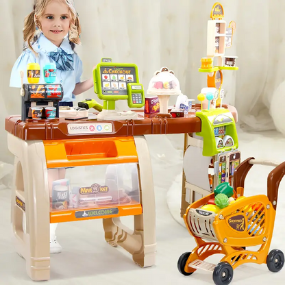 Otroški supermarket komplet trgovina z blagajno vozičkom in 65 dodatki - All > For Kids