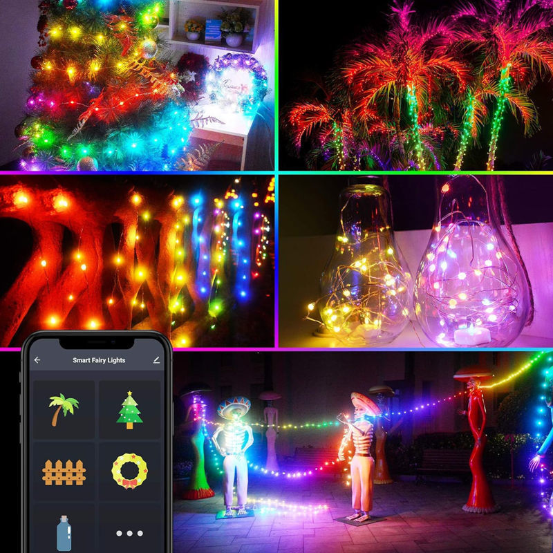 Pametne božične lučke - USB - 50 RGB LED - 5 m - Wi-Fi Bluetooth odzivajo na glasbo - Osvetlitev