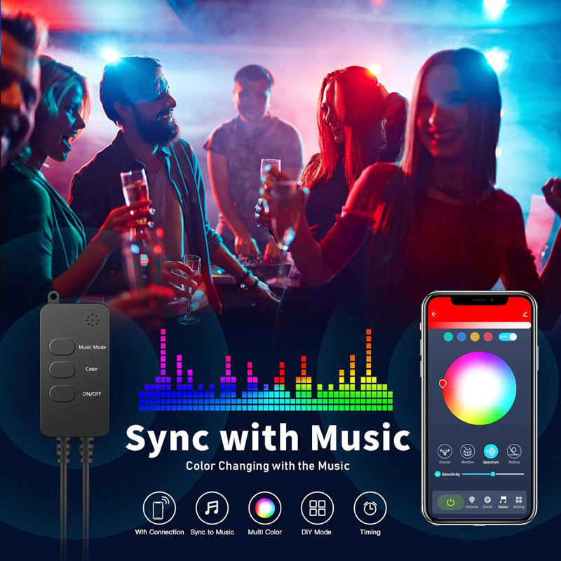 Pametne božične lučke - USB - 50 RGB LED - 5 m - Wi-Fi Bluetooth odzivajo na glasbo - Osvetlitev