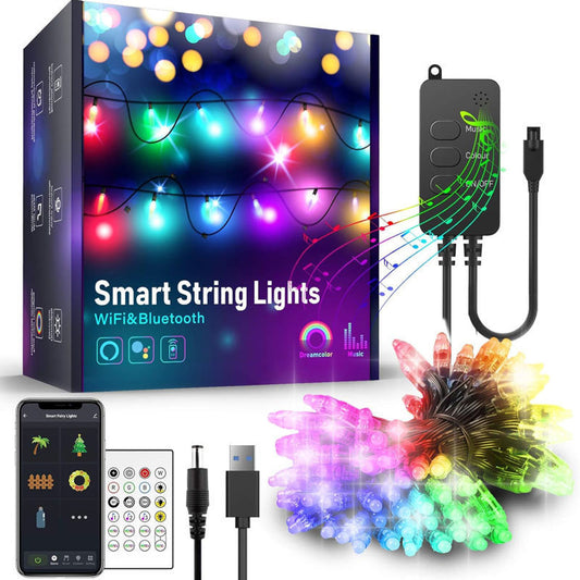Pametne božične lučke - USB - 50 RGB LED - 5 m - Wi-Fi Bluetooth odzivajo na glasbo - Osvetlitev