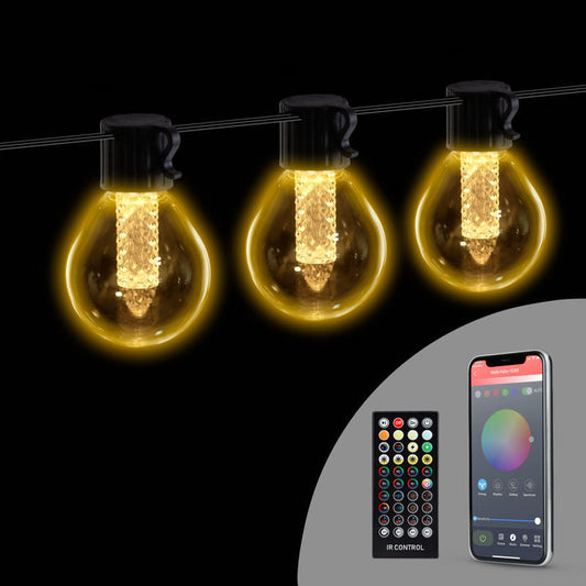 Pametni svetlobni niz luči - 100-240V - 25 toplo belih LED diod - 15 m - bluetooth - Osvetlitev
