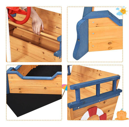 Peskovnik gusarska ladja iz lesa – s volanom in zastavo - All > For Kids