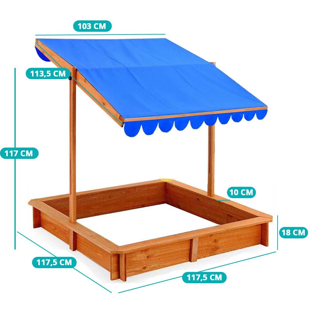 Peskovnik za otroke z nastavljivo streho – zaščita pred soncem (117 x 117 cm) - All > For Kids