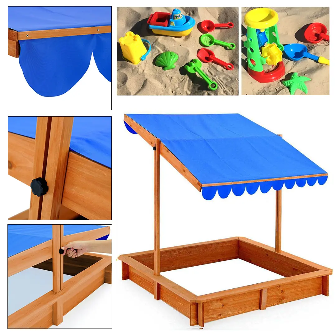 Peskovnik za otroke z nastavljivo streho – zaščita pred soncem (117 x 117 cm) - All > For Kids