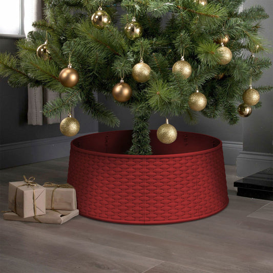 Pokrov za stojalo božičnega drevesa - rdeč plastičen - 65 x 23 cm - Dodatki za božično drevo