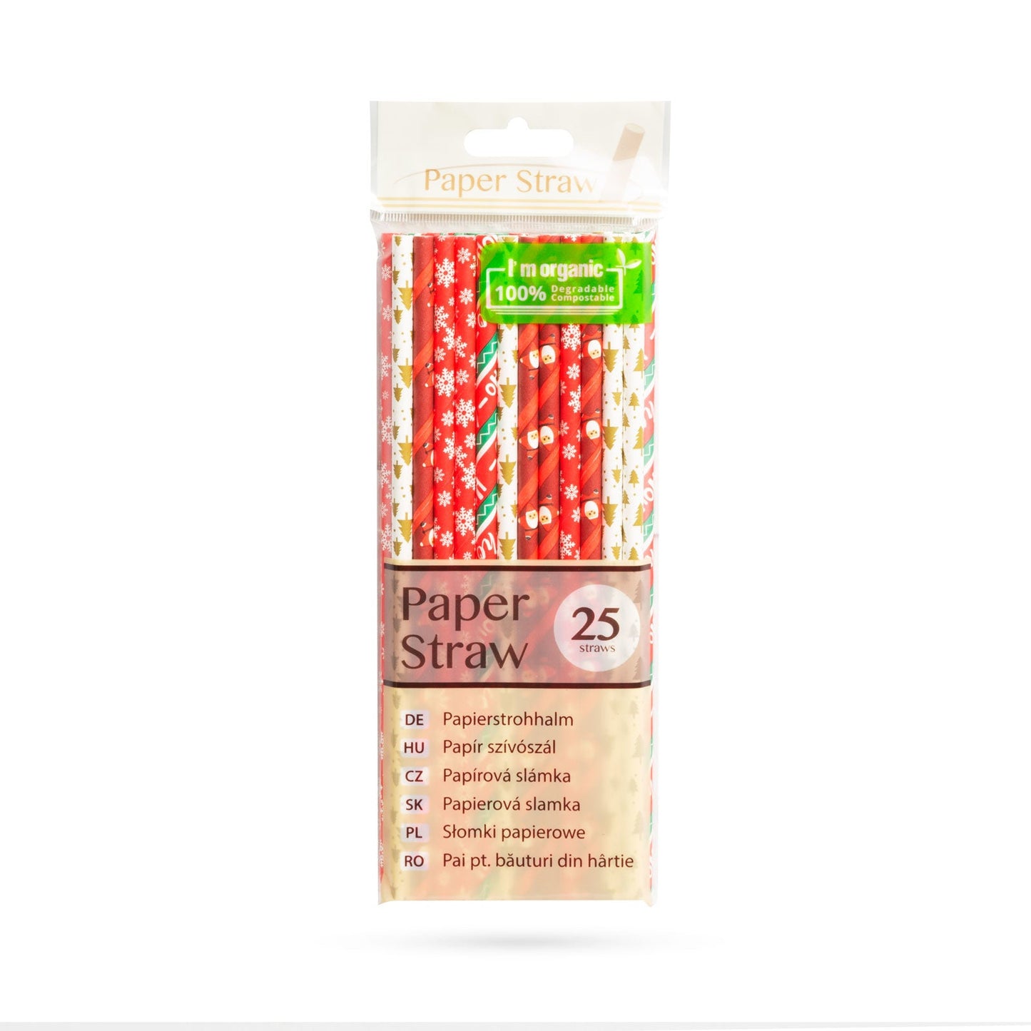 Praznične papirnate slamice - božič - 197 x 6 mm - 25 kos / paket - Božična večerja