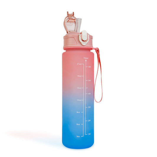Športna plastenka za vodo -750ml - BPA FREE - roza/modra z vgrajeno slamico - Plastenka za vodo